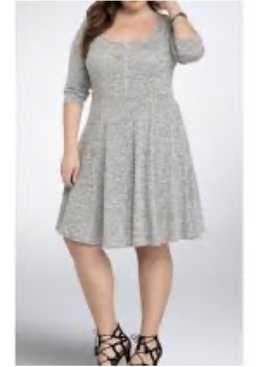 torrid Dresses & Skirts - torrid Heather Gray Fall Scoop Neck Fit & Flare Midi Dress